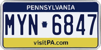 PA license plate MYN6847