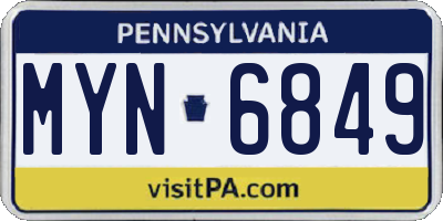 PA license plate MYN6849