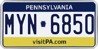 PA license plate MYN6850