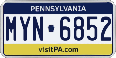 PA license plate MYN6852