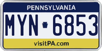 PA license plate MYN6853
