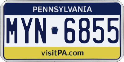PA license plate MYN6855
