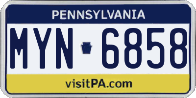 PA license plate MYN6858