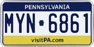 PA license plate MYN6861