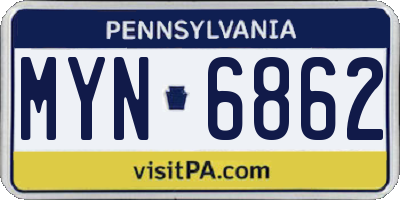 PA license plate MYN6862