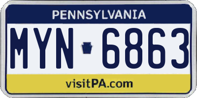 PA license plate MYN6863