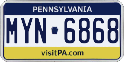 PA license plate MYN6868