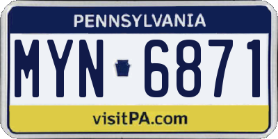 PA license plate MYN6871