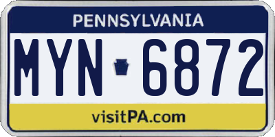 PA license plate MYN6872
