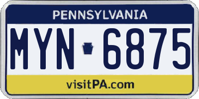 PA license plate MYN6875
