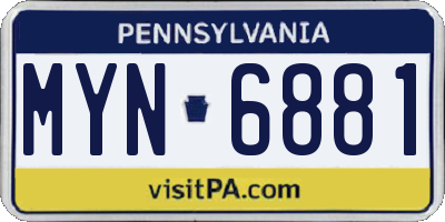 PA license plate MYN6881
