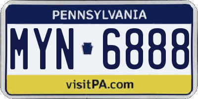 PA license plate MYN6888