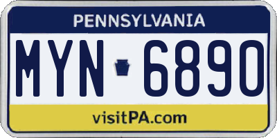 PA license plate MYN6890