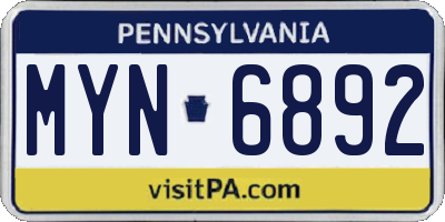 PA license plate MYN6892