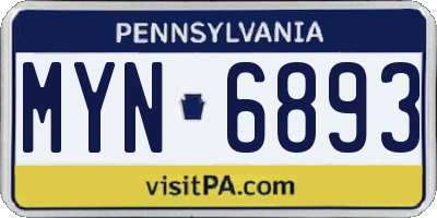 PA license plate MYN6893