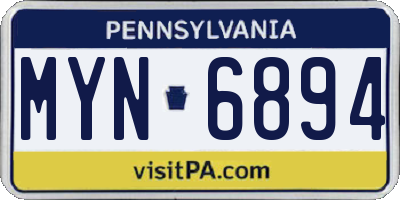PA license plate MYN6894