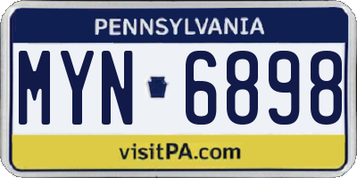 PA license plate MYN6898
