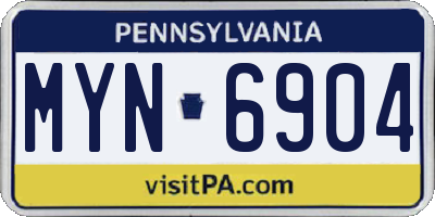 PA license plate MYN6904