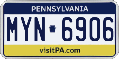 PA license plate MYN6906