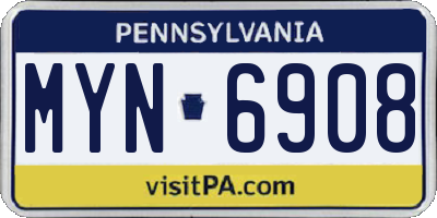 PA license plate MYN6908