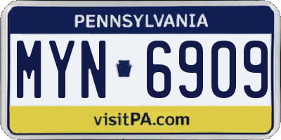PA license plate MYN6909