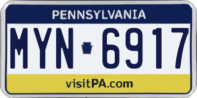 PA license plate MYN6917