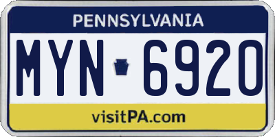 PA license plate MYN6920