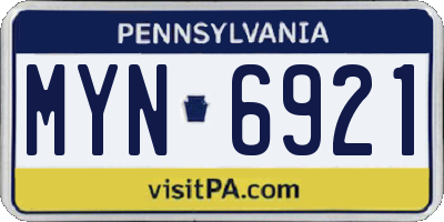 PA license plate MYN6921