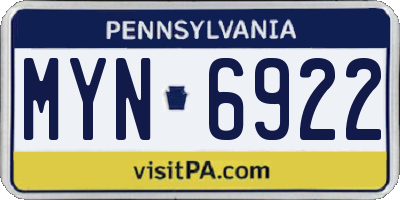 PA license plate MYN6922