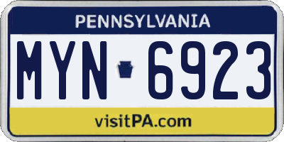 PA license plate MYN6923