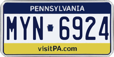 PA license plate MYN6924