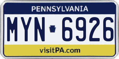 PA license plate MYN6926