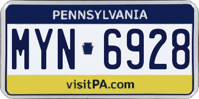 PA license plate MYN6928