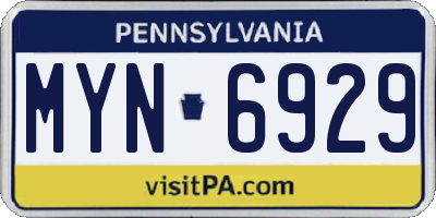 PA license plate MYN6929