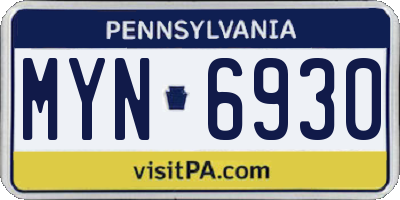 PA license plate MYN6930
