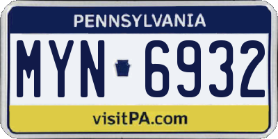 PA license plate MYN6932