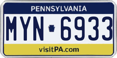 PA license plate MYN6933