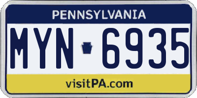 PA license plate MYN6935