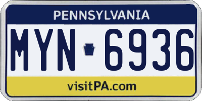 PA license plate MYN6936