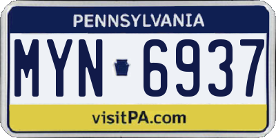 PA license plate MYN6937