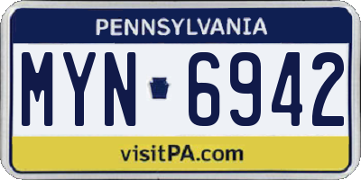 PA license plate MYN6942