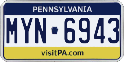 PA license plate MYN6943