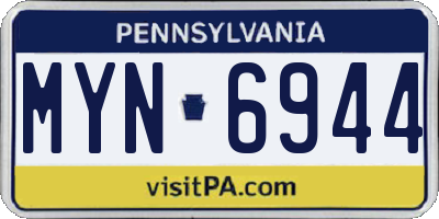 PA license plate MYN6944