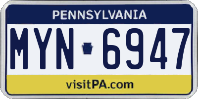 PA license plate MYN6947