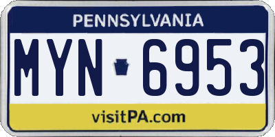 PA license plate MYN6953