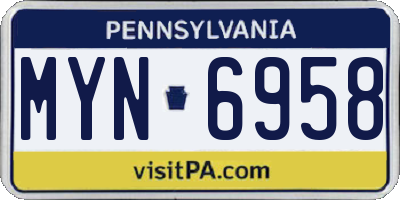 PA license plate MYN6958