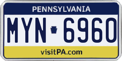 PA license plate MYN6960