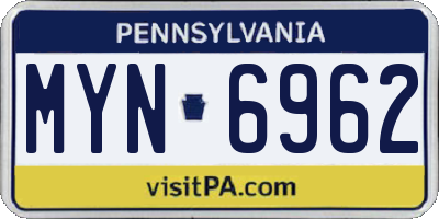 PA license plate MYN6962