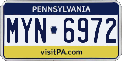 PA license plate MYN6972