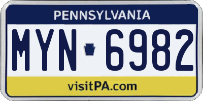 PA license plate MYN6982